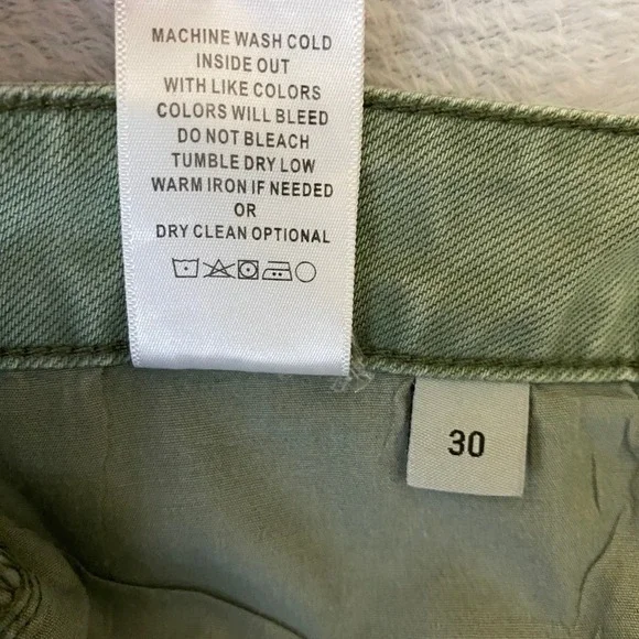 Vervet LA Distressed Cropped Wide Leg Jeans Women Size 30 Olive Green Grunge NWT - Picture 7 of 10